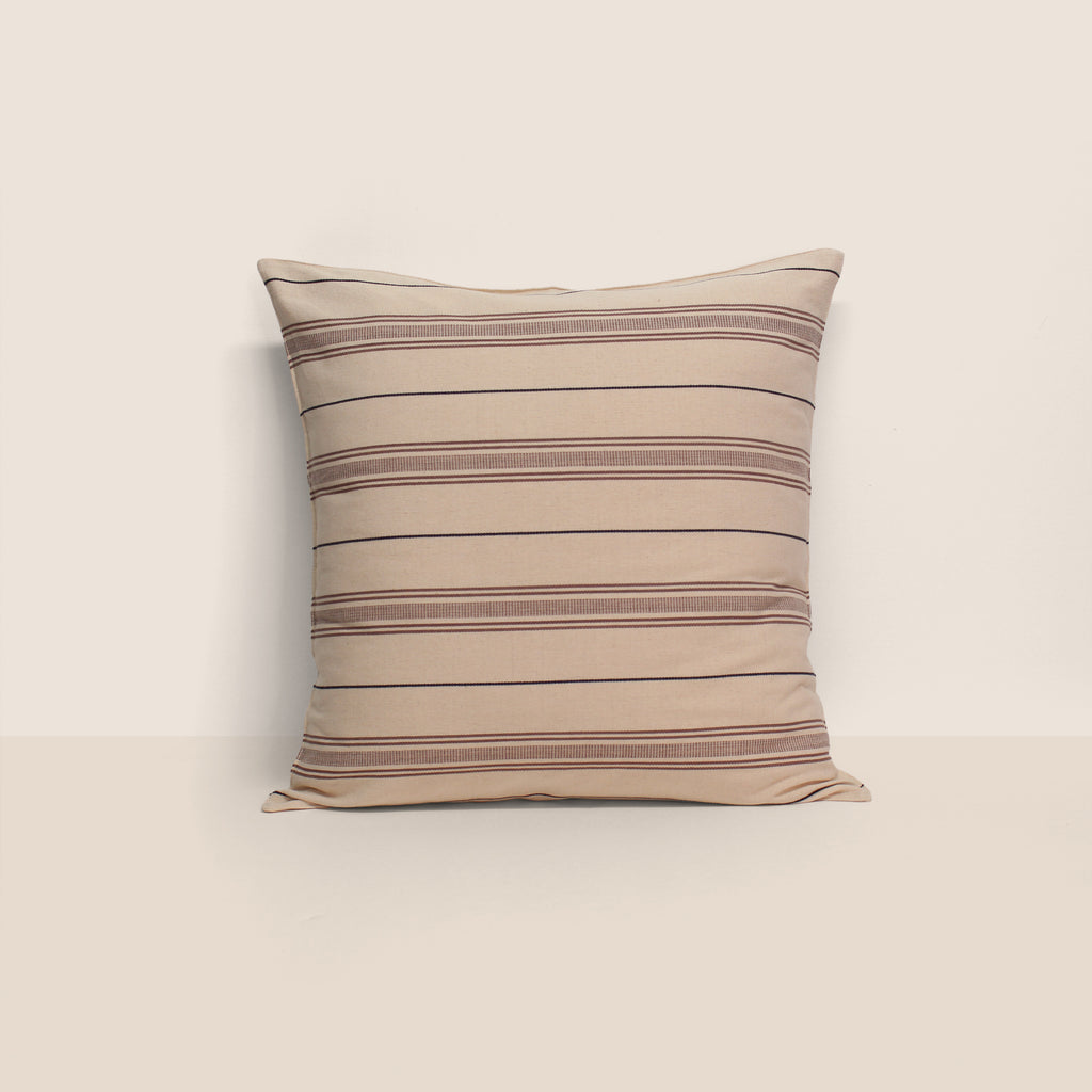 Goodee-Tensira-Square Cushion Cover - Color - Chocolate Brown & Black Stripe