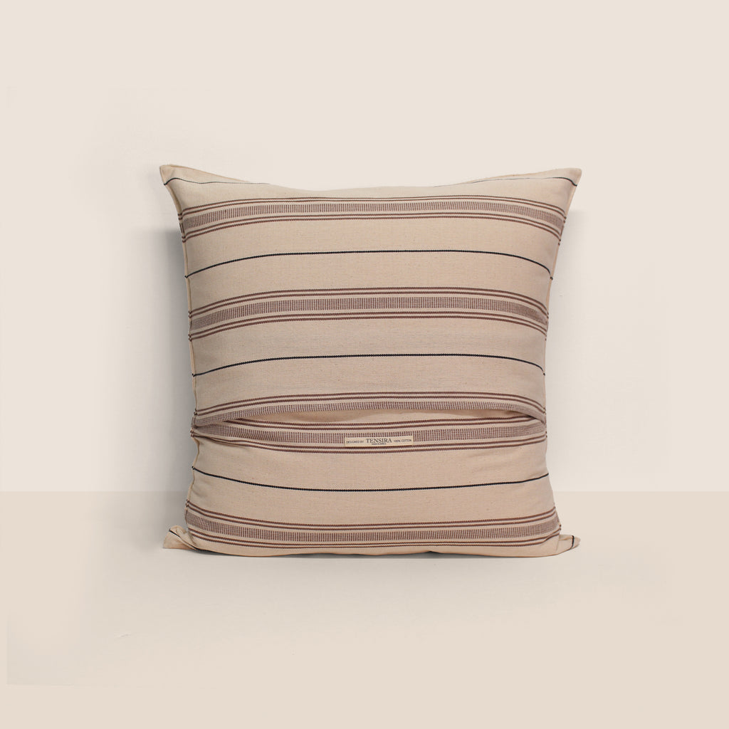 Goodee-Tensira-Square Cushion Cover - Color - Chocolate Brown & Black Stripe