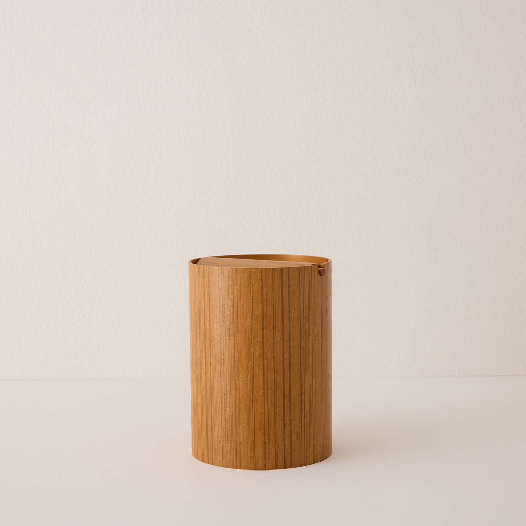 Goodee-Saito Wood-Wooden Waste Basket with Lid - Small - Color - Ayous