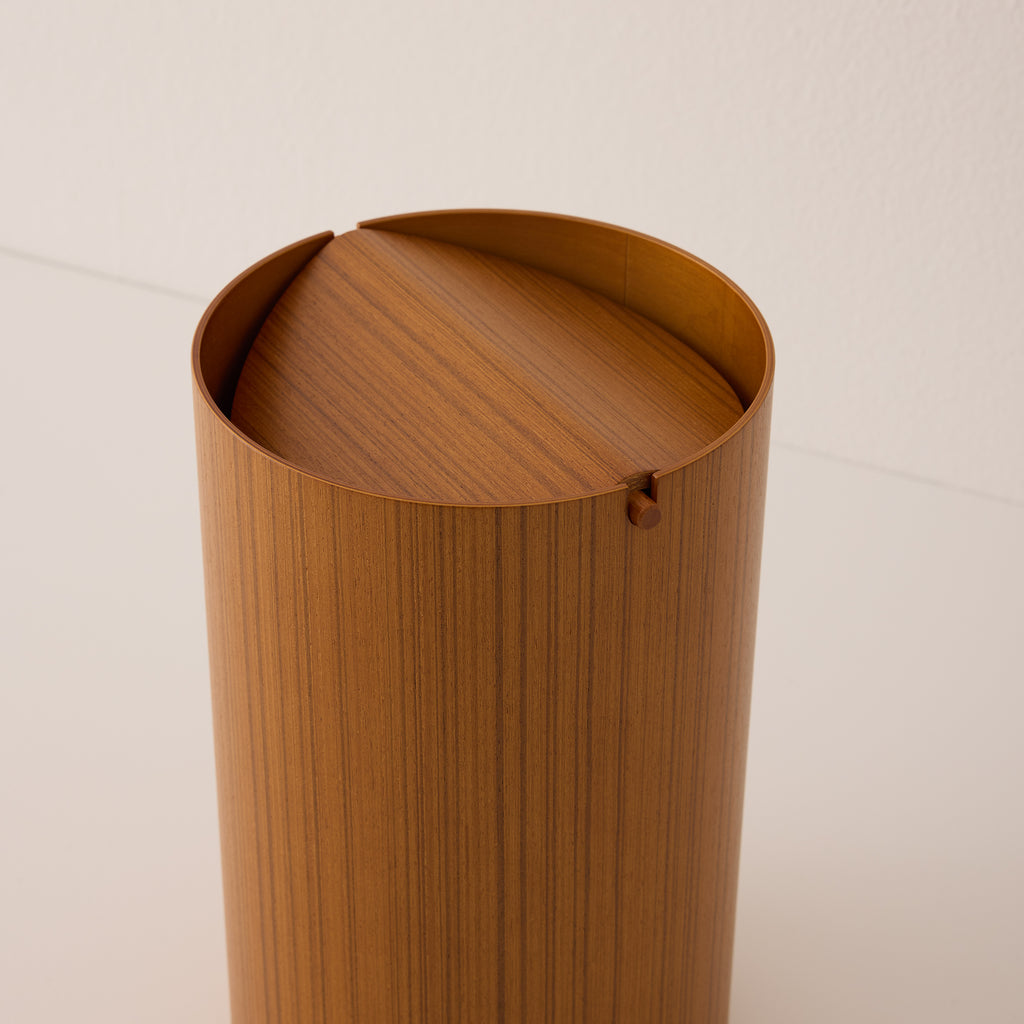 Goodee-Saito Wood-Wooden Waste Basket with Lid - Large - Color - Ayous