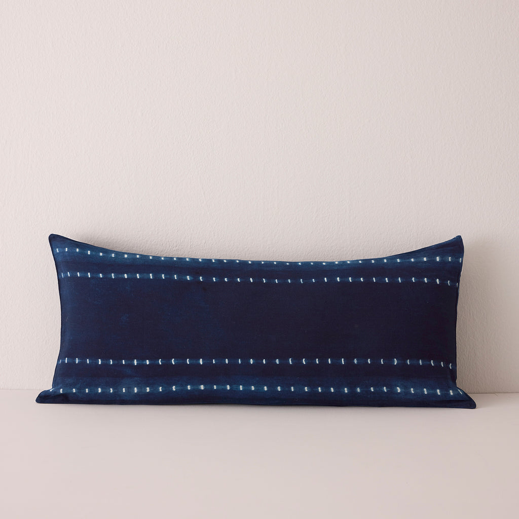 Goodee-Tensira-Long Cushion in Kapok with Removable Cover - Color - Dotted Indigo Tie-Dye