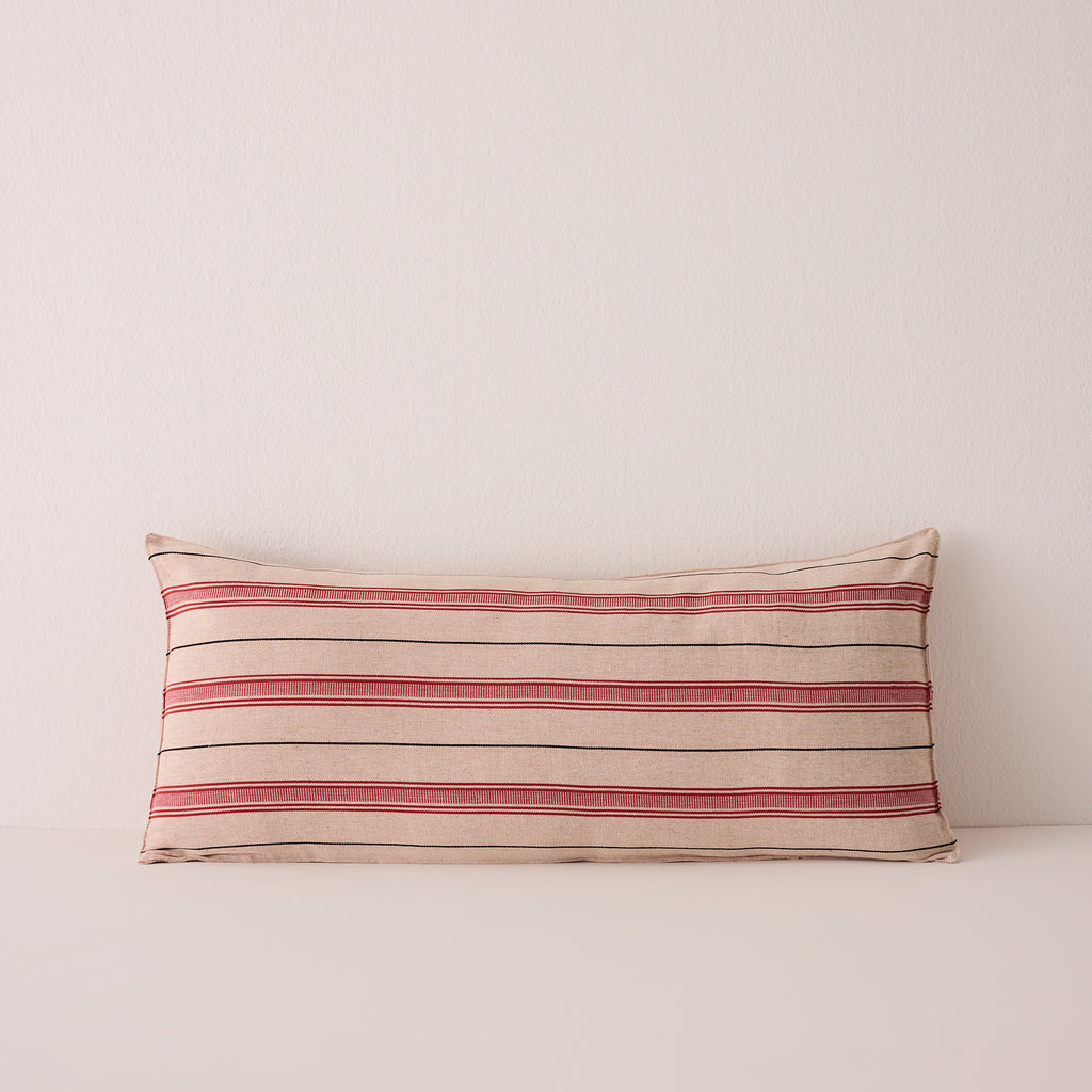 Goodee-Tensira-Long Cushion in Kapok with Removable Cover - Color - Red & Black Stripe