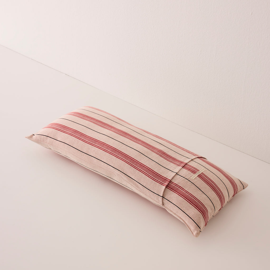 Goodee-Tensira-Long Cushion in Kapok with Removable Cover - Color - Red & Black Stripe