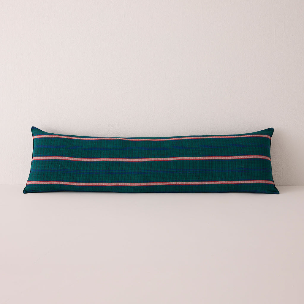 Goodee-Tensira-Bolster Cushion in Kapok with Removable Cover - Color - Green & Red Tartan