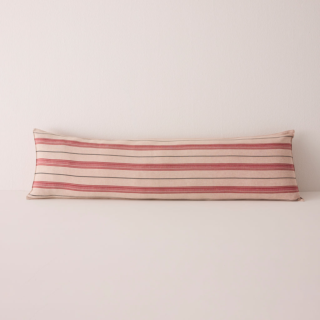 Goodee-Tensira-Bolster Cushion in Kapok with Removable Cover - Color - Red & Black Stripe