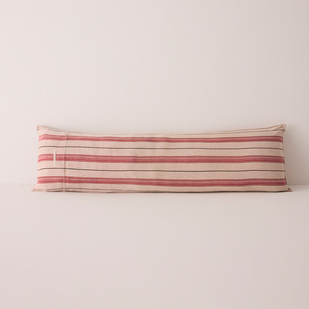 Goodee-Tensira-Bolster Cushion in Kapok with Removable Cover - Color - Red & Black Stripe