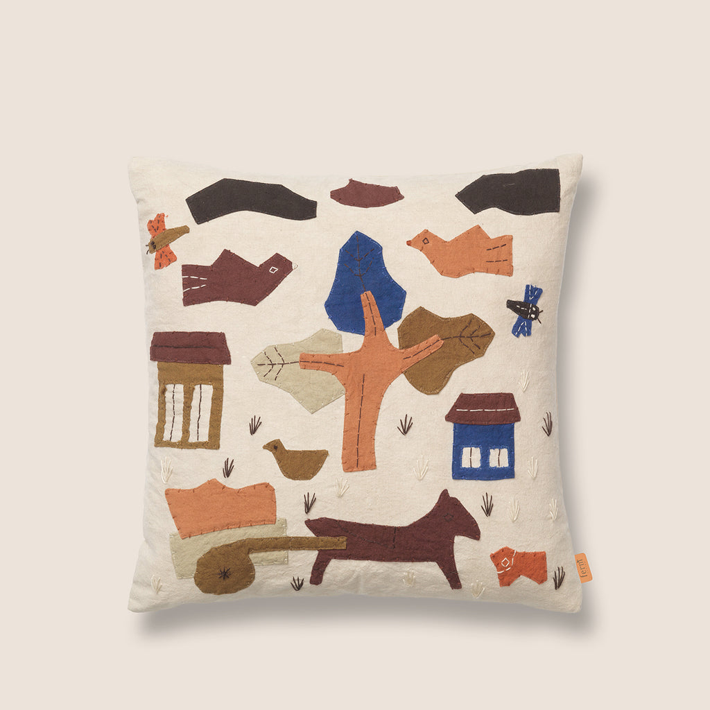 Goodee-Ferm Living-Village Cushion - Color - Off-White