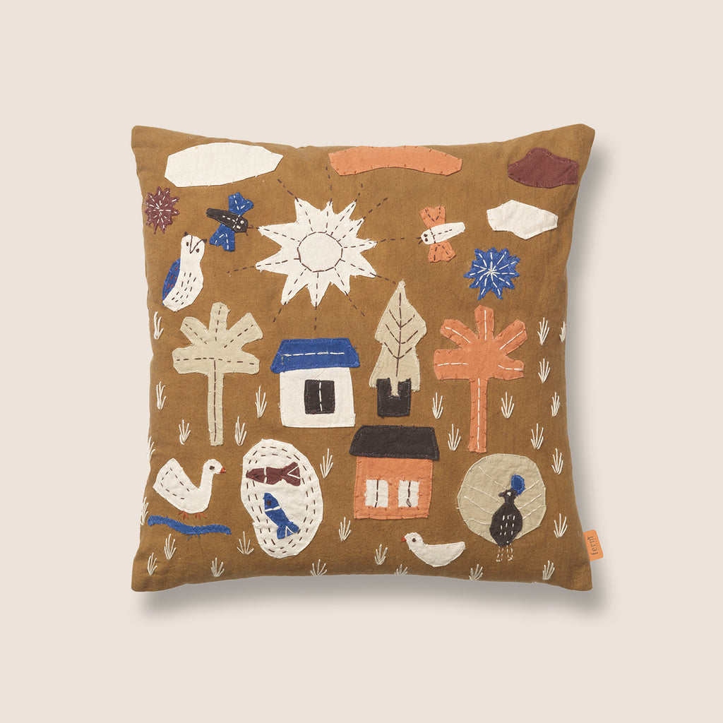 Goodee-Ferm Living-Village Cushion - Color - Sugar Kelp