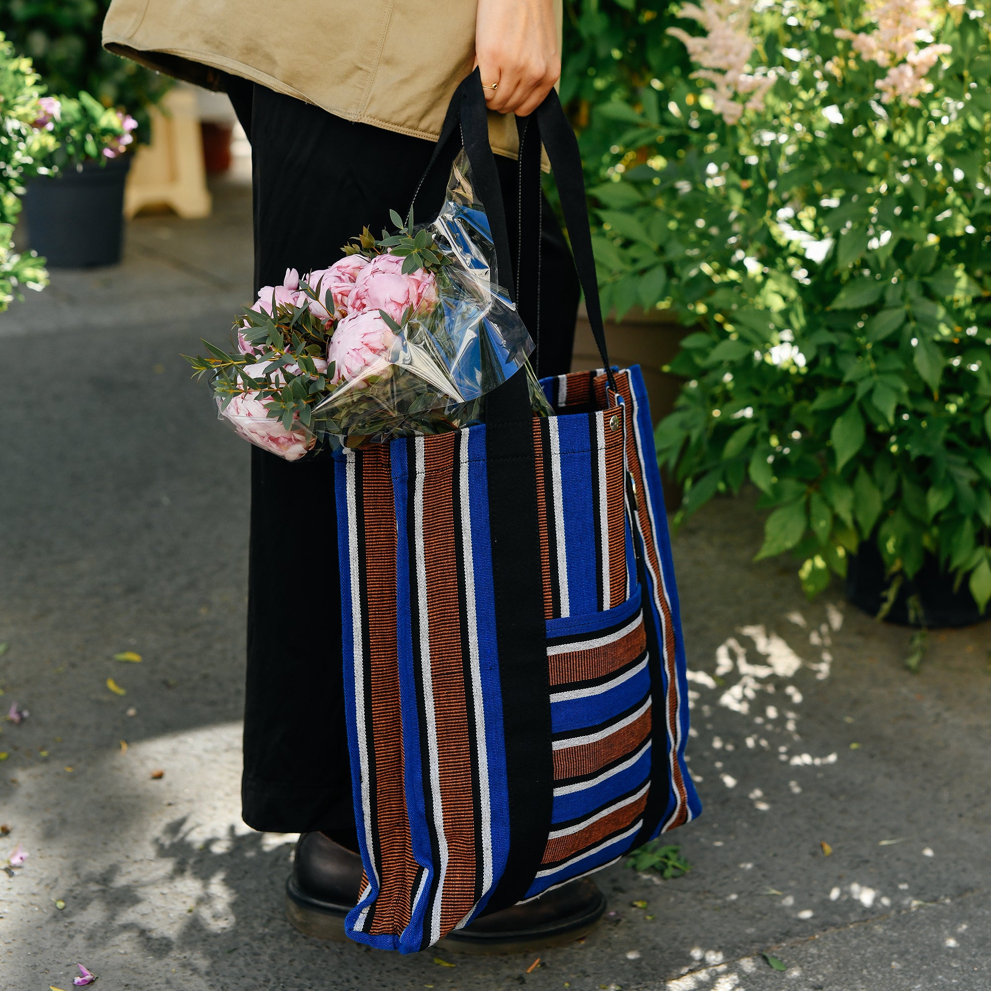 Striped Canvas Flower Bag