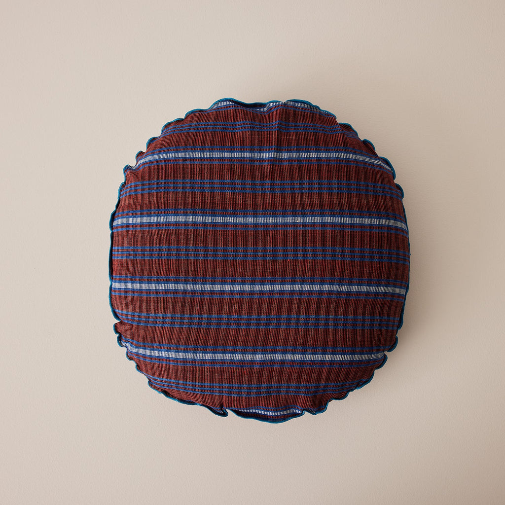 Goodee-Tensira-Round Floor Cushion - Color - Burgundy & Blue