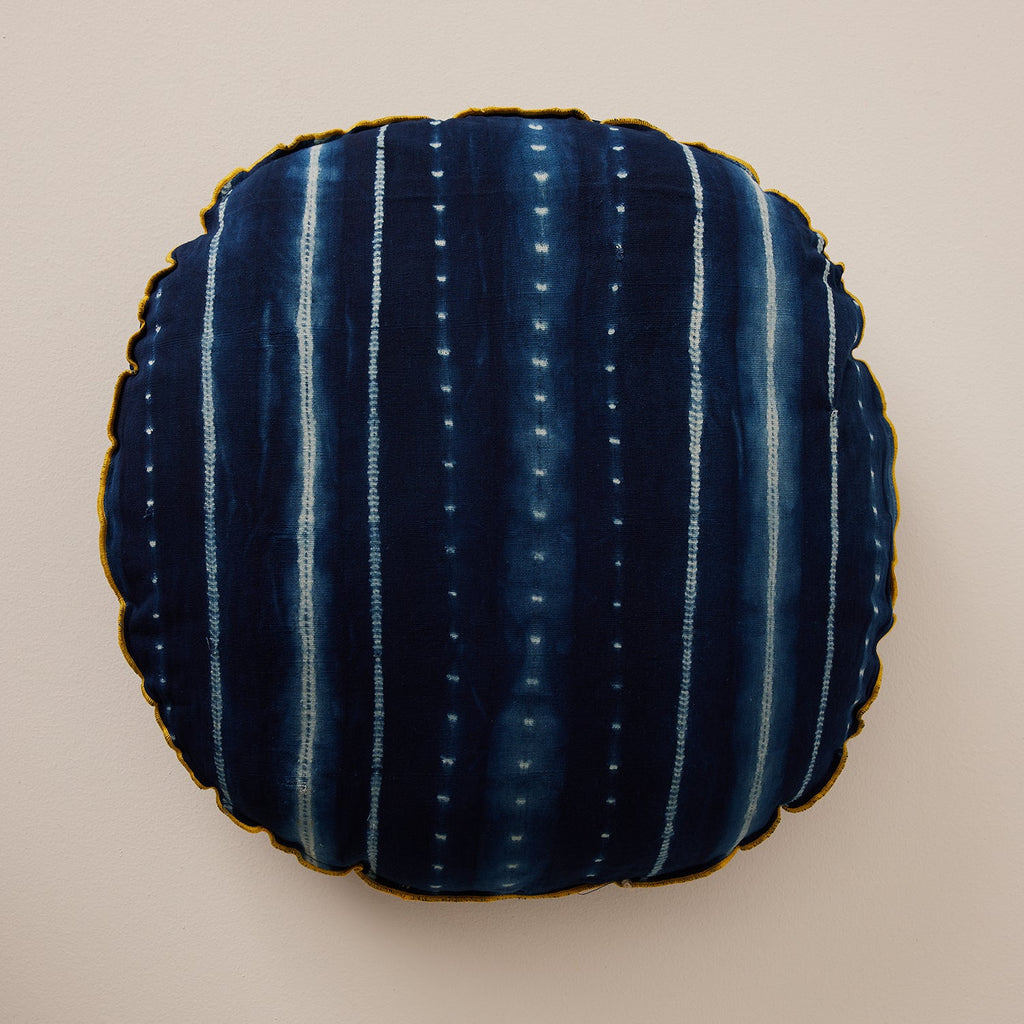 Goodee-Tensira-Round Floor Cushion - Color - Dark Indigo Tie Dye